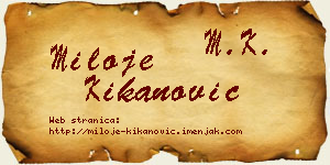 Miloje Kikanović vizit kartica